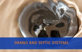 Shower Drain with Words: "Drano and Septic Systems"