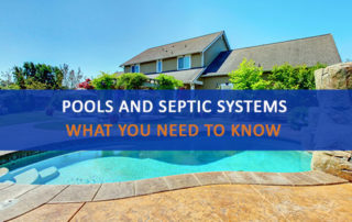 Photo of Home with Pool and Words: "Pools and Septic Systems