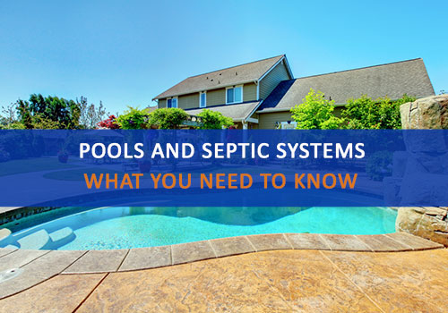 Photo of Home with Pool and Words: "Pools and Septic Systems