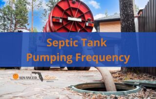 Image of Septic Truck Pumping a Septic Tank with Words "Septic Tank Pumping Frequency"